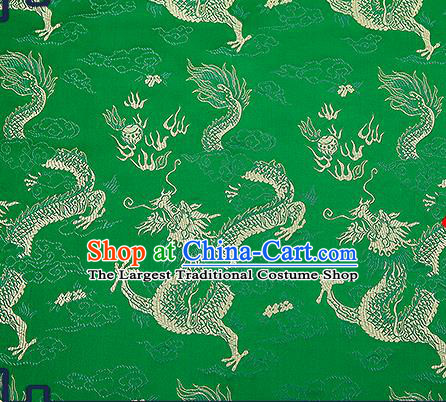 Chinese Traditional Green Brocade Fabric Asian Dragons Pattern Design Satin Tang Suit Silk Fabric Material