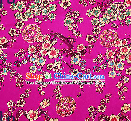Chinese Traditional Rosy Brocade Fabric Classical Plum Blossom Pattern Design Satin Tang Suit Silk Fabric Material