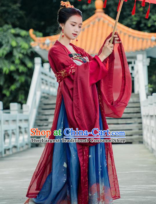 Chinese Ancient Palace Lady Hanfu Han Dynasty Imperial Concubine Queen Embroidered Historical Costumes