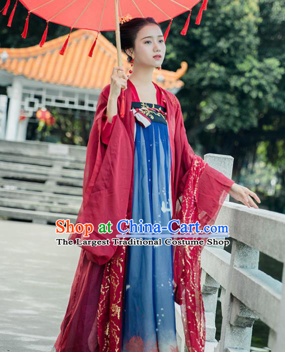 Chinese Ancient Palace Lady Hanfu Han Dynasty Imperial Concubine Queen Embroidered Historical Costumes