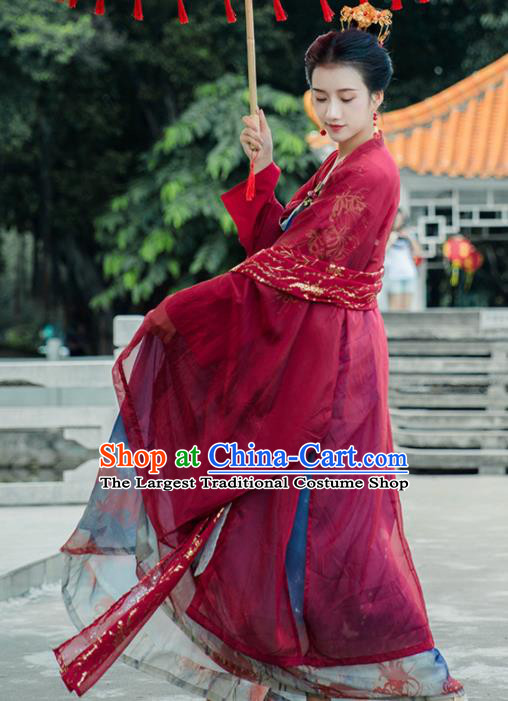 Chinese Ancient Palace Lady Hanfu Han Dynasty Imperial Concubine Queen Embroidered Historical Costumes