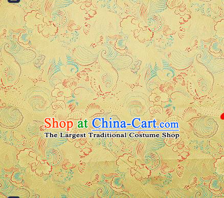 Traditional Chinese Yellow Brocade Drapery Classical Butterfly Peony Pattern Design Satin Cheongsam Silk Fabric Material