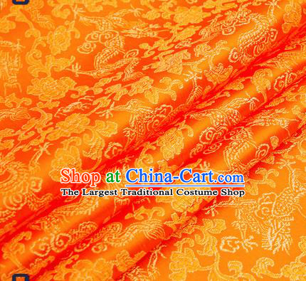 Traditional Chinese Golden Satin Brocade Drapery Classical Dragons Pattern Design Qipao Silk Fabric Material