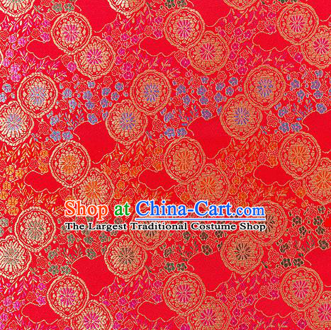 Asian Chinese Traditional Fabric Red Brocade Silk Material Classical Pattern Design Satin Drapery