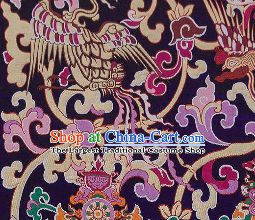 Traditional Chinese Tang Suit Silk Fabric Purple Nanjing Brocade Material Classical Dragons Pattern Design Satin Drapery