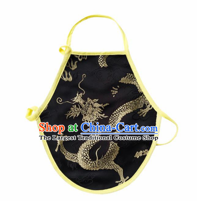 Chinese Classical Embroidered Dragon Brocade Bellyband Traditional Baby Black Silk Stomachers for Kids