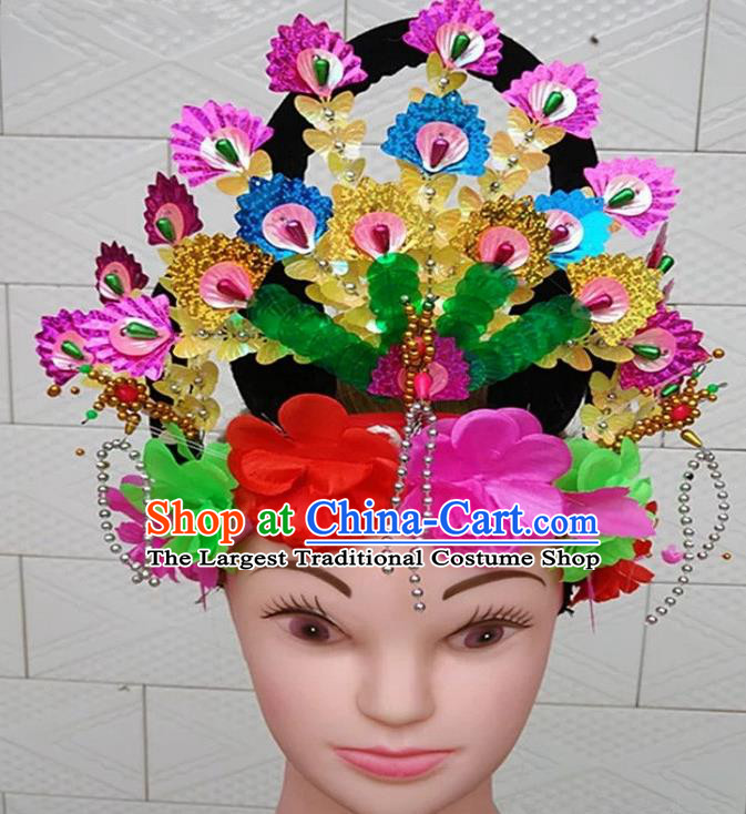 Chinese Traditional Folk Dance Yanko Dance Hair Accessories Peking Opera Peri Headwear for Women