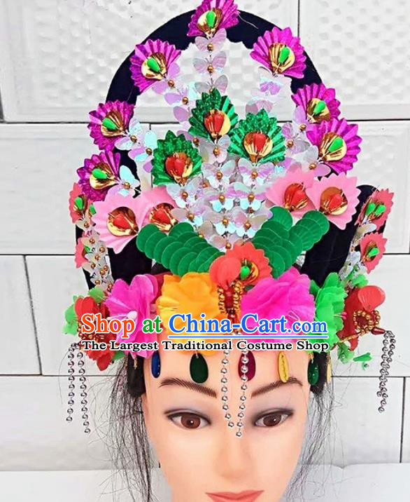 Chinese Traditional Folk Dance Yanko Dance Hair Accessories Peking Opera Princess Headwear for Women