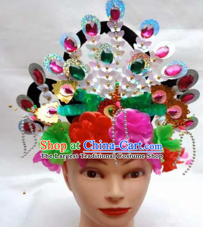 Chinese Traditional Folk Dance Yanko Dance Hair Accessories Ancient Peking Opera Diva Headwear for Women
