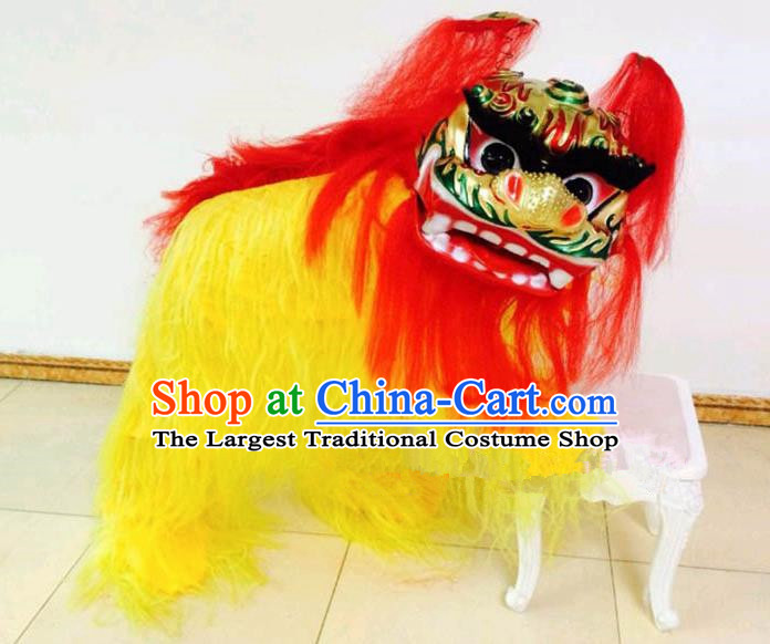 Chinese Traditional Lion Dance Yellow Fur Costumes Spring Festival Lion Dance Props for Kids
