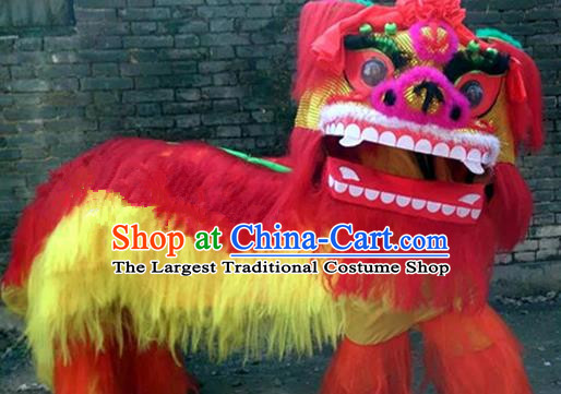 Chinese Traditional Lion Dance Costumes China Spring Festival Lion Dance Props Red Fur Lion Head for Adults
