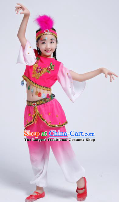Chinese Traditional Uigurian Ethnic Costumes Uyghur Nationality Girls Folk Dance Clothing for Kids