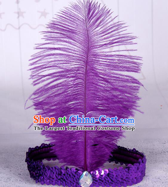 Top Grade Catwalks Headwear Halloween Cosplay Hair Accessories Purple Feather Hair Clasp