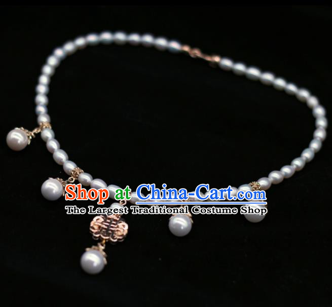 Traditional Chinese Handmade Pearls Necklace Ancient Palace Lady Necklet Accessories for Women