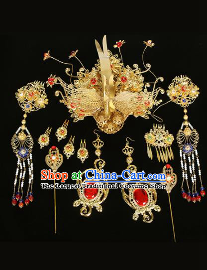 Chinese Traditional Handmade Queen Phoenix Hairpins Ancient Empress Headwear for Women