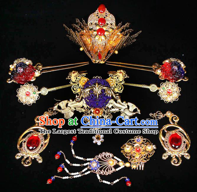 Chinese Traditional Handmade Imperial Consort Phoenix Hairpins Ancient Empress Headwear for Women
