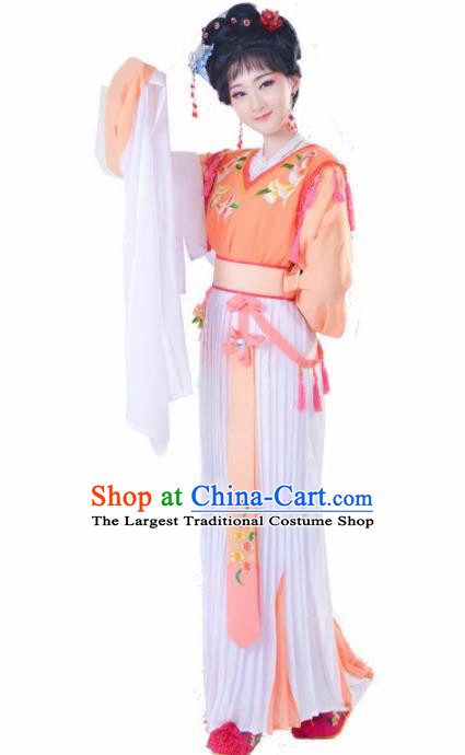 Chinese Traditional Peking Opera Actress Costumes Ancient Young Lady Orange Dress for Adults