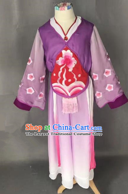 Chinese Traditional Peking Opera Maidservants Purple Costumes Ancient Mui Tsai Dress for Adults