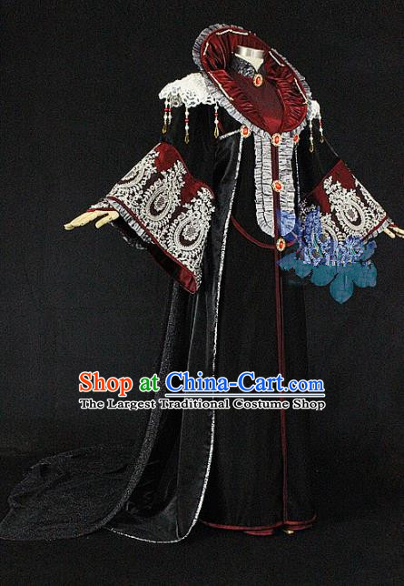 Ancient Chinese Cosplay Costume Chinese Shoes Traditional China Swordsman Clothing and Jewelry Accessories