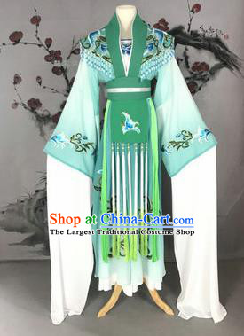 Chinese Traditional Peking Opera Actress Costumes Ancient Imperial Concubine Embroidered Green Dress for Adults