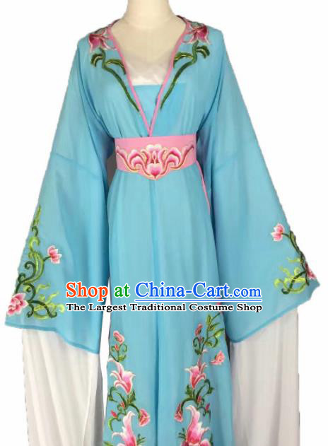 Chinese Traditional Peking Opera Actress Costumes Ancient Maidservants Blue Dress for Adults