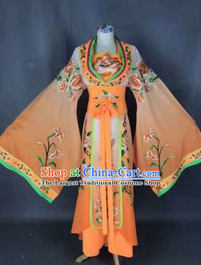 Chinese Traditional Peking Opera Actress Costumes Ancient Palace Princess Orange Dress for Adults