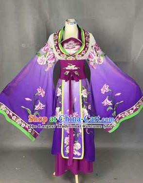 Chinese Traditional Peking Opera Actress Costumes Ancient Palace Princess Purple Dress for Adults