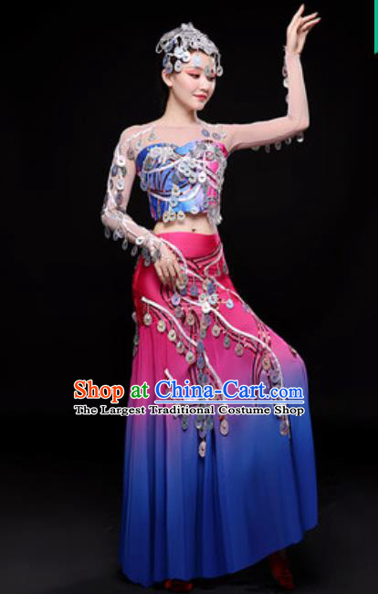 Chinese Traditional Dai Nationality Folk Dance Costumes Peacock Dance Dress for Women