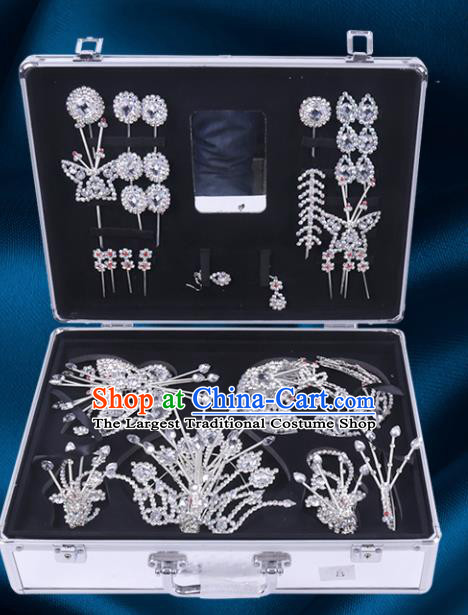 Chinese Traditional Peking Opera Princess Crystal Hair Accessories Ancient Fairy Phoenix Hairpins for Women