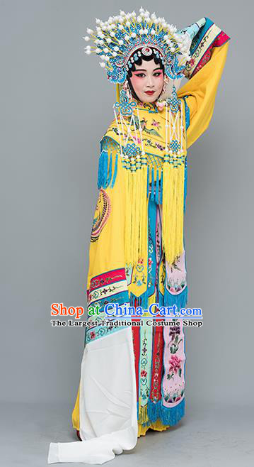 Chinese Traditional Peking Opera Imperial Consort Yellow Costumes Ancient Palace Lady Dress for Adults