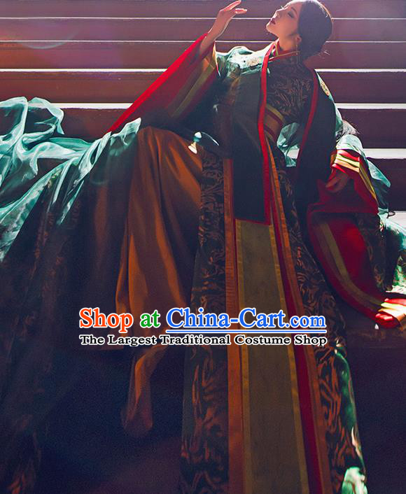 Chinese Traditional Imperial Consort Hanfu Dress Ancient Qin Dynasty Goddess Embroidered Costumes for Women