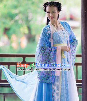 Chinese Traditional Court Maid Hanfu Dress Ancient Princess Embroidered Costumes for Women