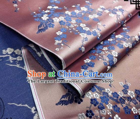 Asian Chinese Traditional Fabric Pink Satin Brocade Silk Material Classical Plum Blossom Pattern Design Satin Drapery