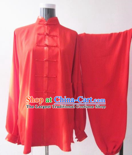 Chinese Traditional Kung Fu Red Costumes Martial Arts Tai Chi Training Clothing for Women