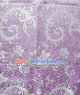 Asian Chinese Traditional Tang Suit Fabric Lilac Brocade Silk Material Classical Pattern Design Drapery