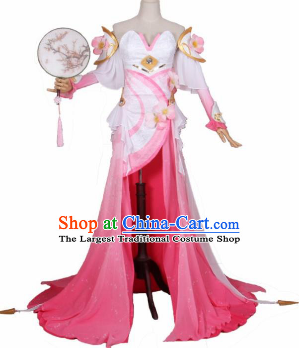 Chinese Traditional Cosplay Princess Costumes Ancient Swordswoman Pink Dress for Women