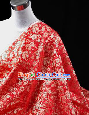 Asian Chinese Traditional Tang Suit Fabric Red Brocade Silk Material Classical Pattern Design Drapery