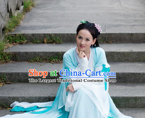Chinese Traditional Costumes Ancient Swordswoman Peri Embroidered Hanfu Dress for Women