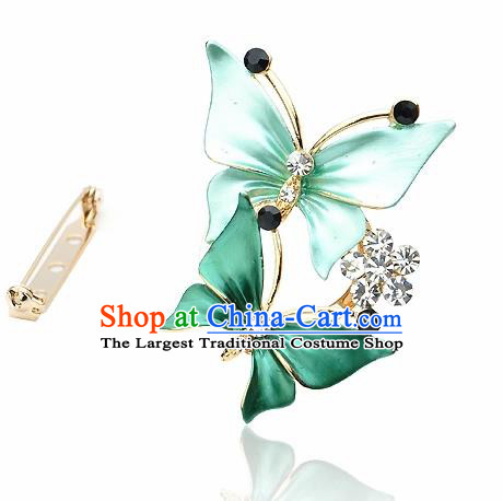 Japanese Traditional Courtesan Kimono Green Butterfly Brooch Ancient Geisha Accessories for Women