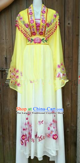Chinese Traditional Beijing Opera Princess Costumes Ancient Nobility Lady Embroidered Yellow Dress for Women