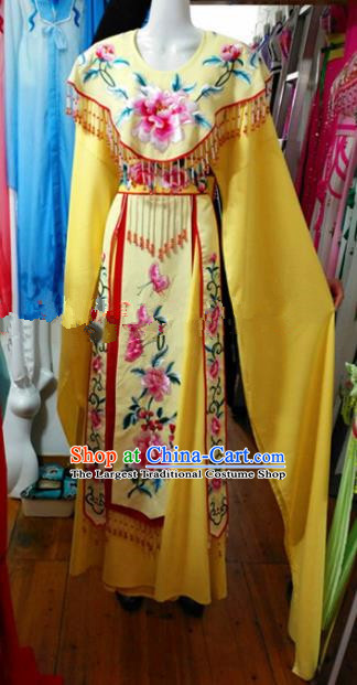 Chinese Traditional Beijing Opera Imperial Consort Yellow Dress Ancient Peri Embroidered Costumes for Women