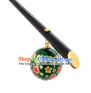 Japanese Traditional Cherry Blossom Hair Accessories Ancient Courtesan Kimono Green Hairpins for Women