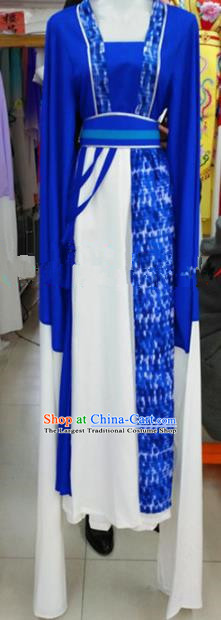 Chinese Traditional Beijing Opera Diva Blue Dress Ancient Young Lady Costumes for Poor