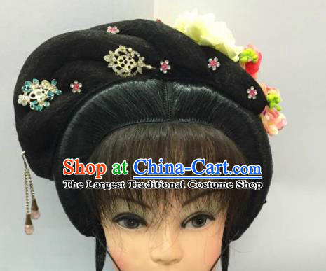 Chinese Traditional Ancient Beijing Opera Fairy Wig Sheath and Hairpins Hair Accessories for Women