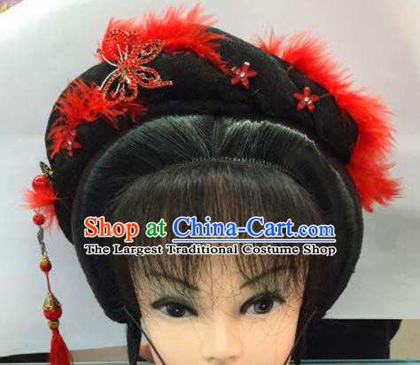 Chinese Traditional Ancient Beijing Opera Bride Wig Sheath and Hairpins Hair Accessories for Women