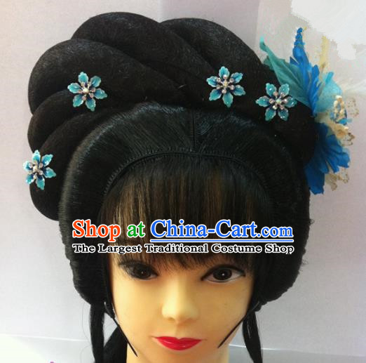 Chinese Traditional Ancient Beijing Opera Actress Princess Wig Sheath and Hairpins Hair Accessories for Women