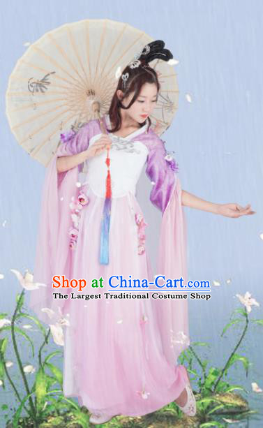 Traditional Chinese Cosplay Princess Lilac Hanfu Dress Ancient Peri Costume for Women