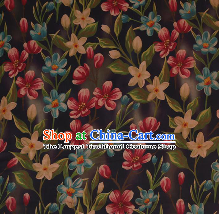 Chinese Classical Silk Fabric Traditional Flowers Pattern Satin Plain Cheongsam Drapery Gambiered Guangdong Gauze