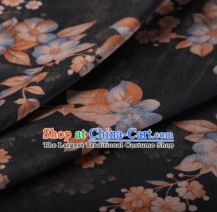 Chinese Traditional Silk Fabric Classical Pattern Black Satin Plain Cheongsam Drapery Gambiered Guangdong Gauze