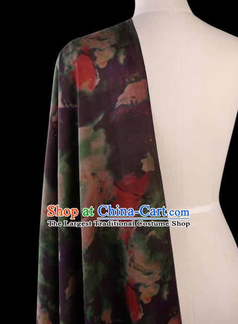 Traditional Chinese Purple Gambiered Guangdong Gauze Satin Plain Classical Pattern Cheongsam Silk Drapery